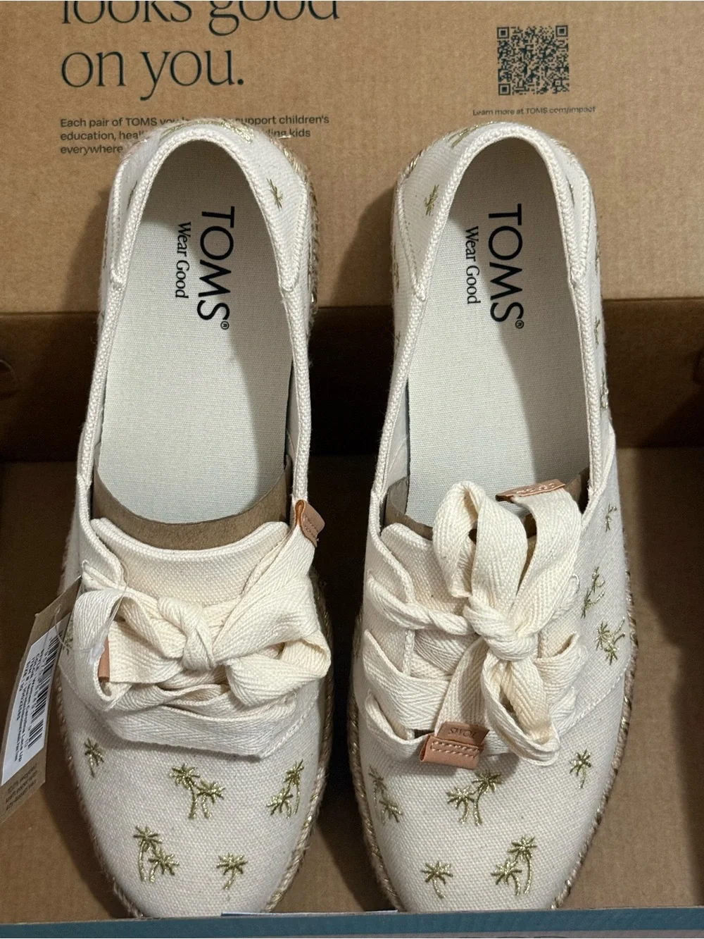 TOMS Carolina Lace Up Metallic Palm Trees Women’s 10